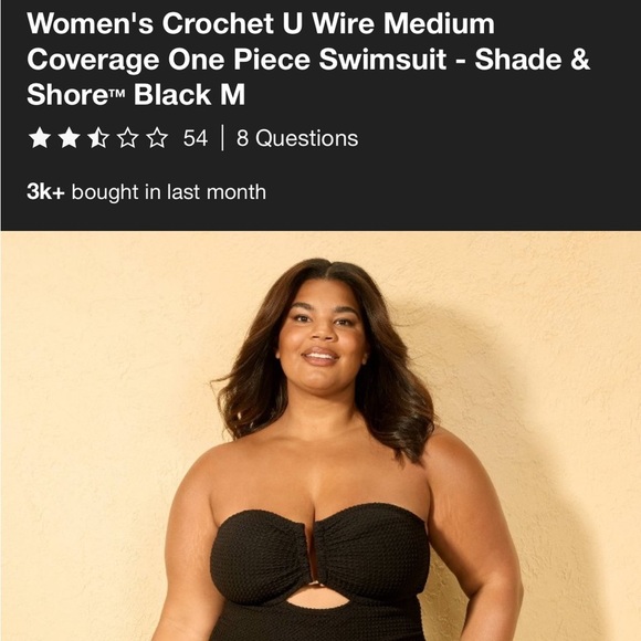NWT Women's Crochet U Wire Medium
Coverage One Piece Swimsuit - Shade & Shore - Picture 6 of 6